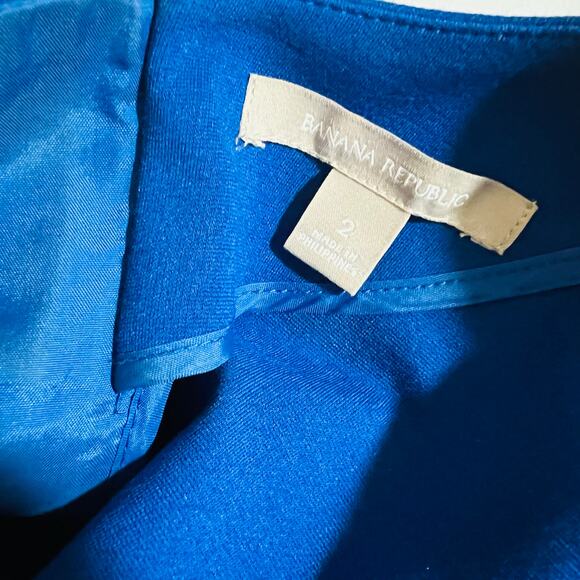 Banana Republic Three Quarter Sleeve Fit And Flare Dress Size 2 Blue - Picture 4 of 7